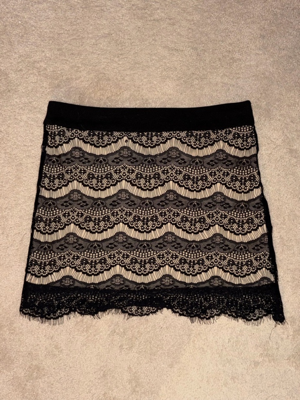 Black Lace Overlay Mini Skirt